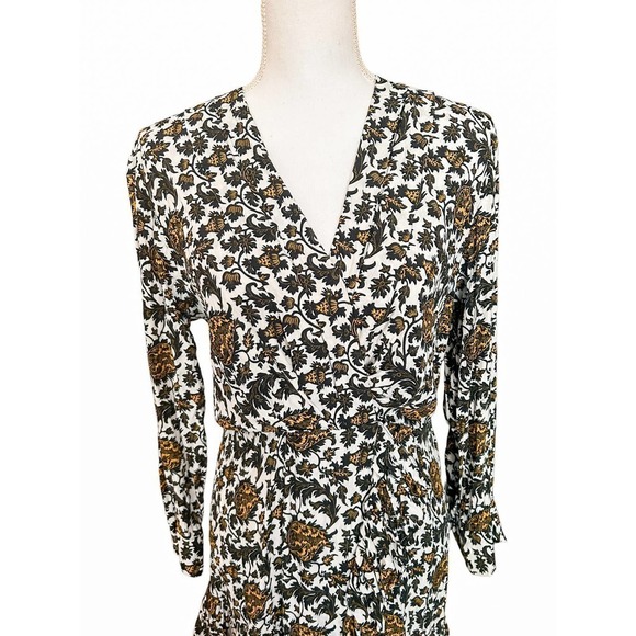 Sandro Dami Dress Black White Floral Crepe - Picture 3 of 11